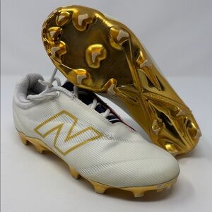 New Balance White and Gold Soccer Cleats size 4 or 4.5 10 inches long